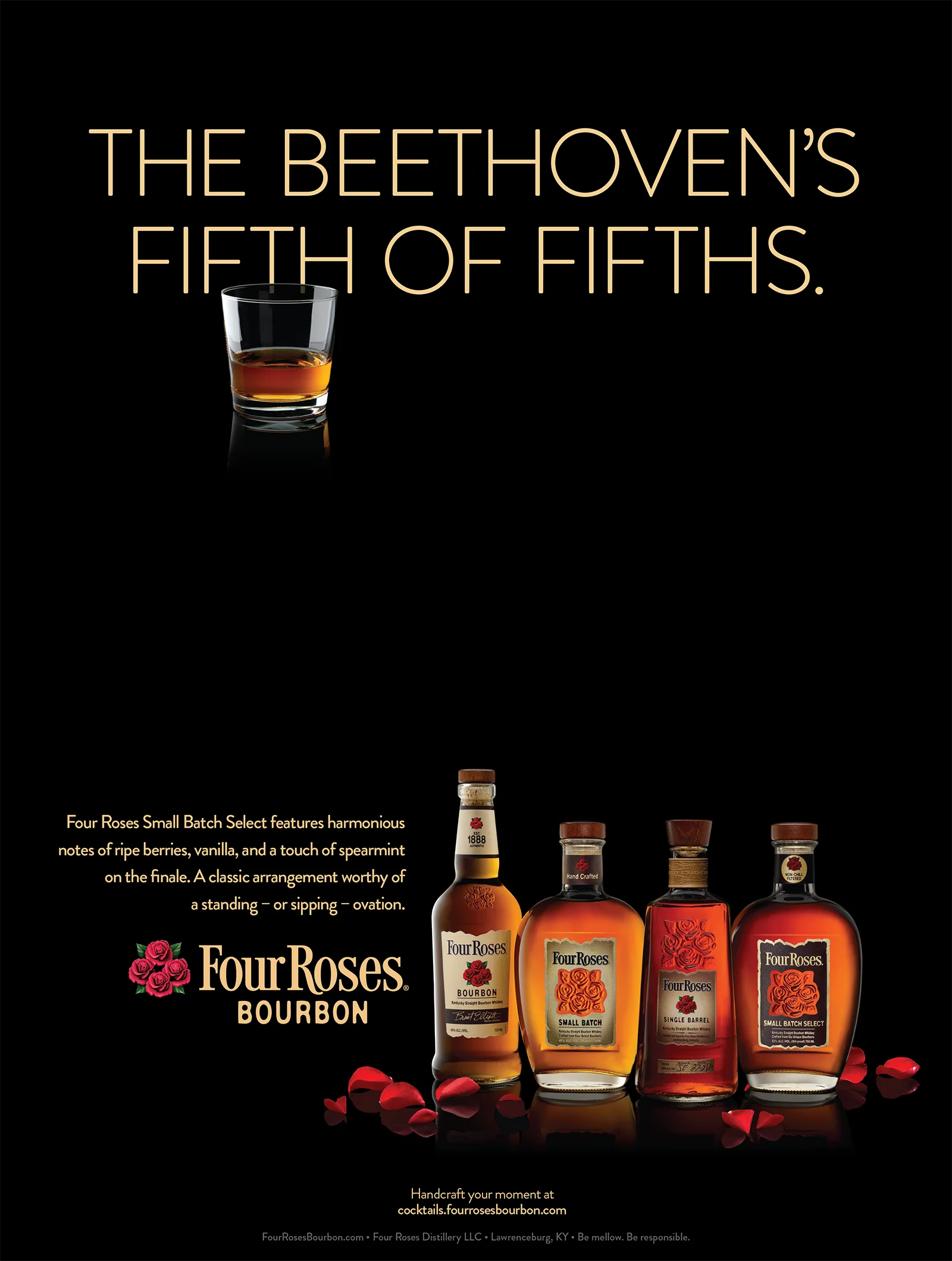 The Beethoven's Fifth of Fifths — Four Roses print ad